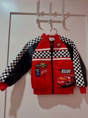 Disney Store Pixar Lightning McQueen Varsity Bomber Jacket in a size 3
